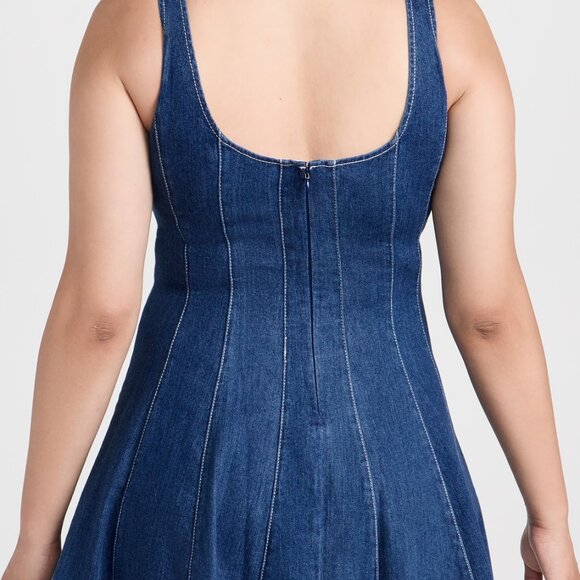 STAUD - Mini Wells Dress in Medium Wash Denim - Picture 6 of 10